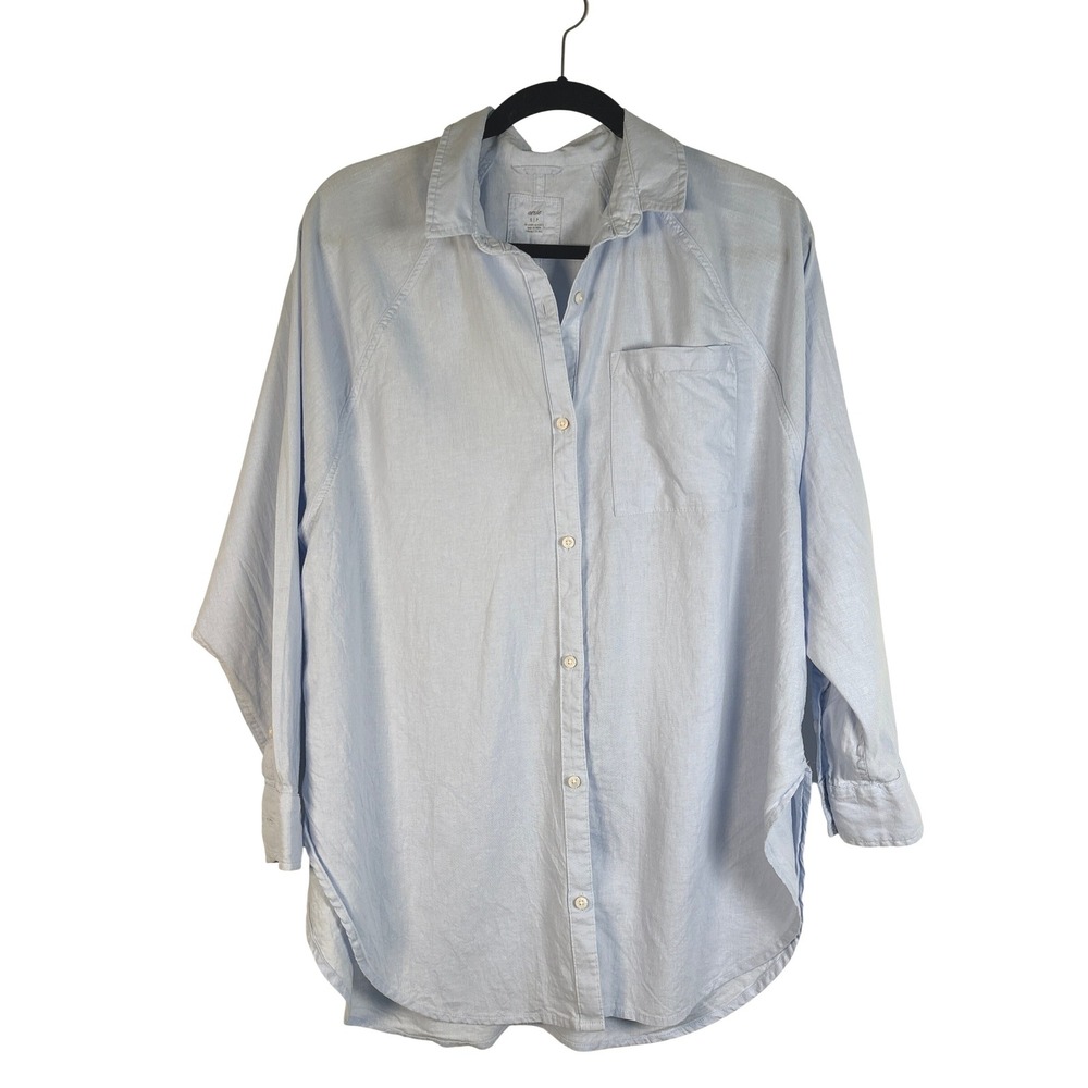 Aerie Light Baby Blue Oversized Button Down Shirt Long Sleeve Pocket Small